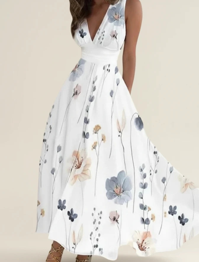 Elegant Floral A Line Maxi Dress
