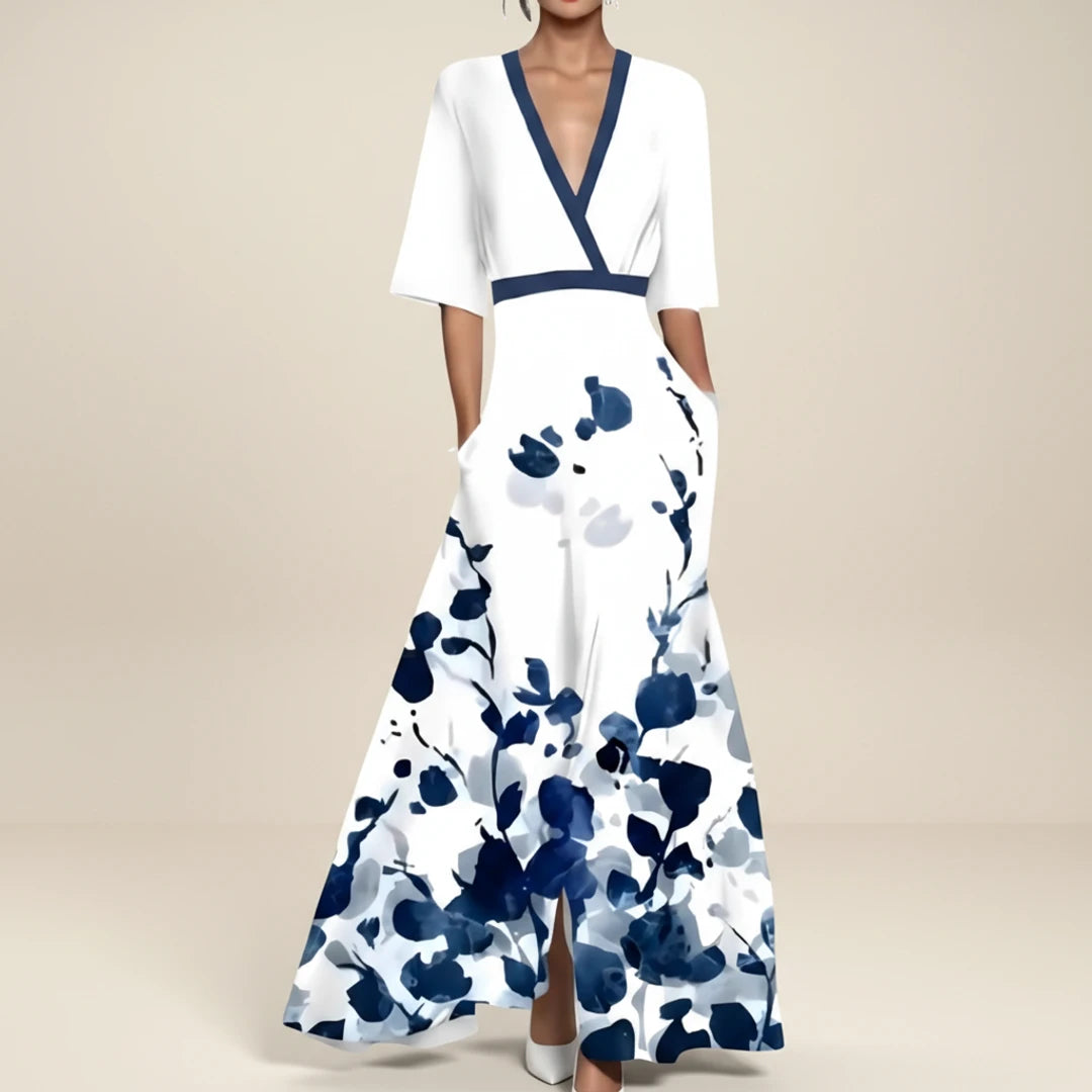 Elegant Floral Wrap Maxi Dress