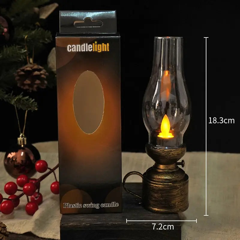Antique-Style Wireless LED Lantern with Flickering Light and Decorative Glow
