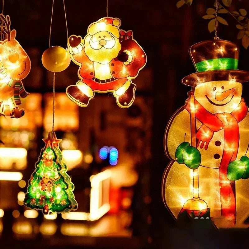 Battery-Operated LED Christmas Window Silhouette Lights