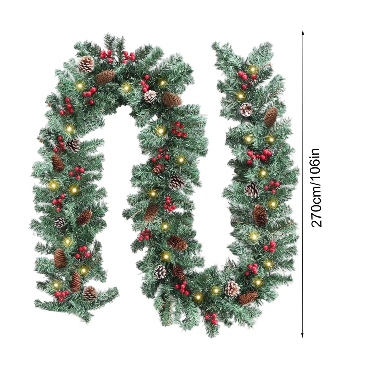 Christmas Garland with 50 LED Lights and Timer – Illuminated Christmas Decoration
