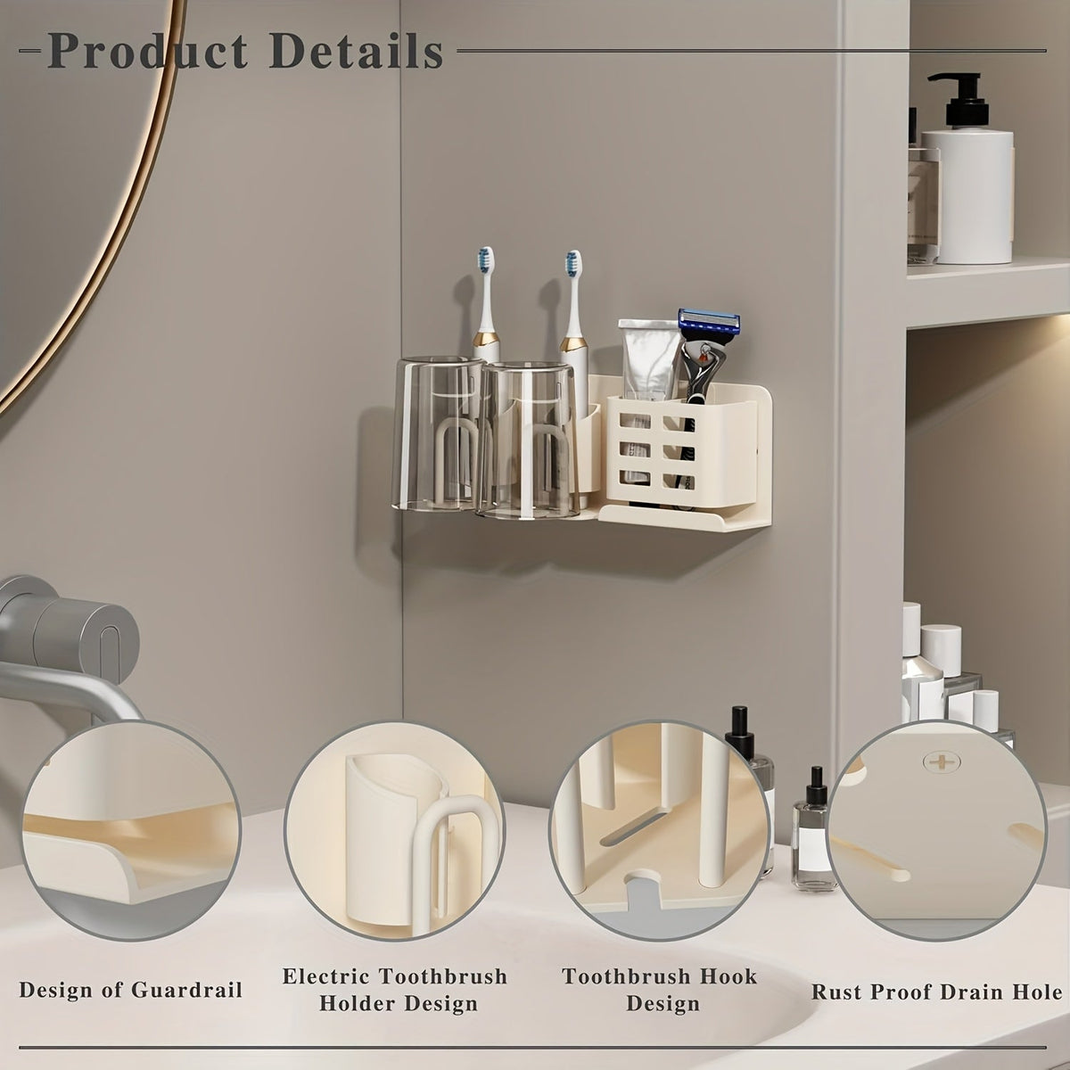 Dayhills | BristleHub Wall-Mounted Electric Toothbrush Holder – Aluminum Bathroom Organizer with Drainage Holes