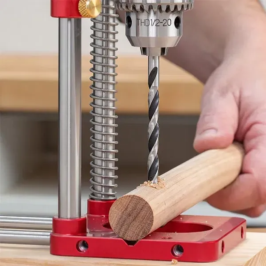 Dayhills | Drill Press Guide for Handheld Drills - Portable & Adjustable Woodworking Jig