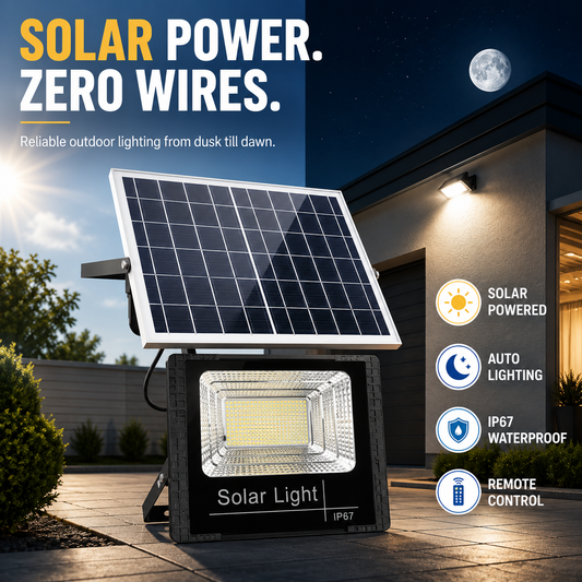 Dayhills | Soluxe Solar-Powered Outdoor Flood Light With Remote