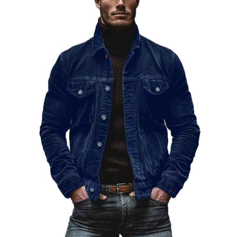 Men's Corduroy Jacket with Practical Pockets and Classic Cut