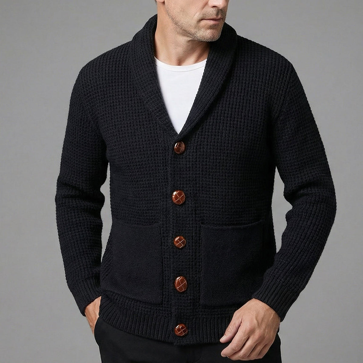 Image of Men's Shawl Collar Cardigan Sweater