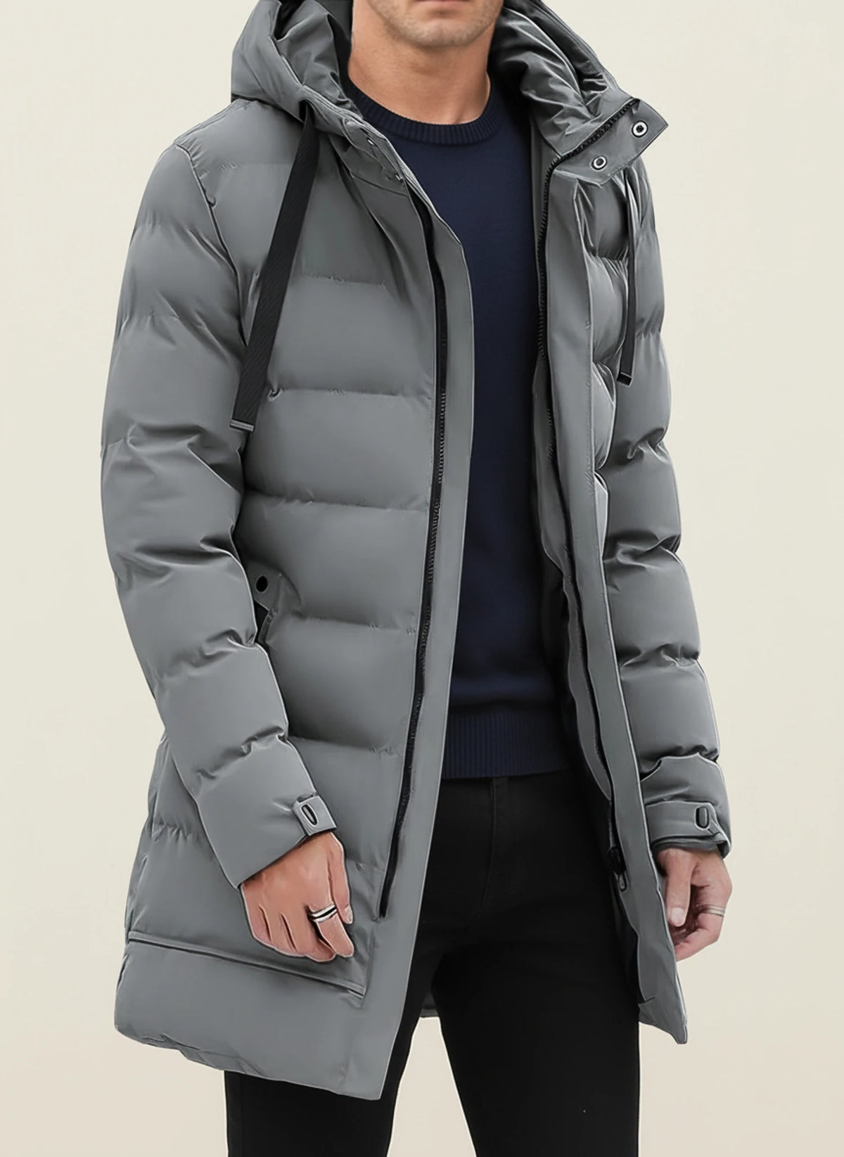 Men's Hooded Long Puffer Winter Jacket