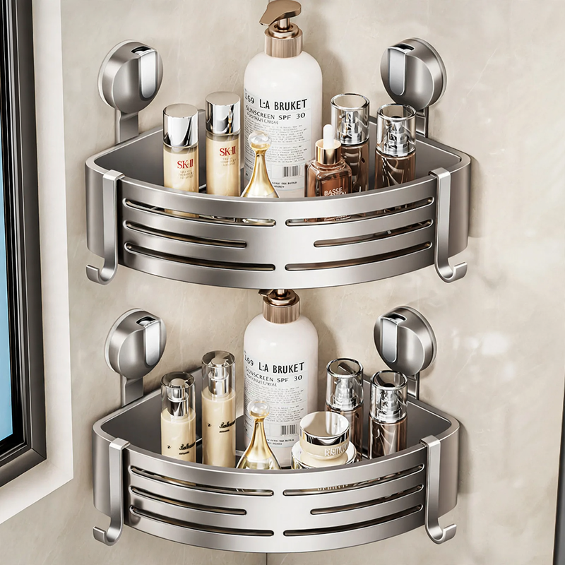 Triangular Bathroom Corner Shelf with Suction Cups