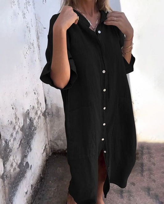Image of Women's Button-Down Midi Shirt Dress