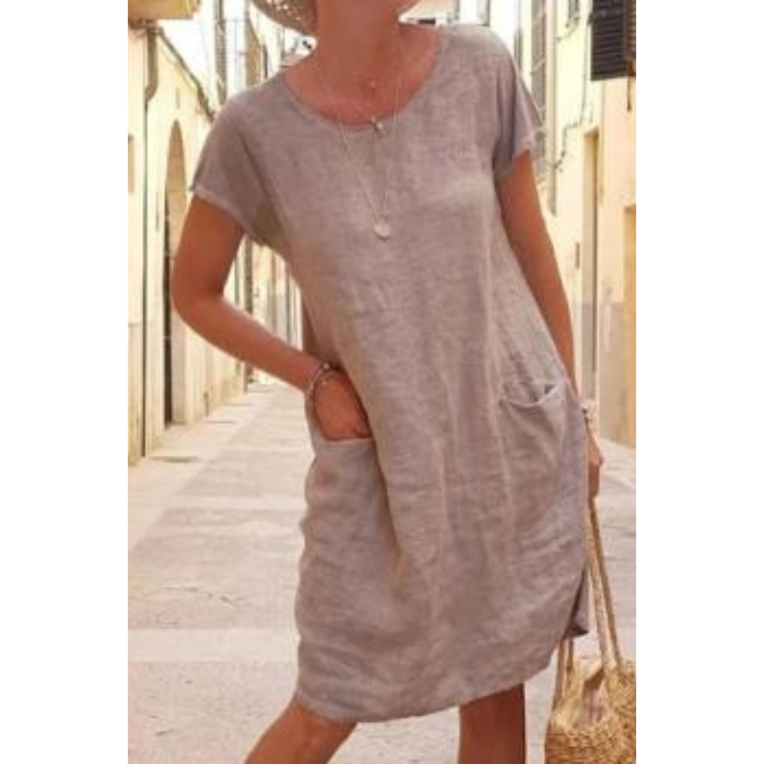 Image of Women's Scoop Neck Casual Midi Dress