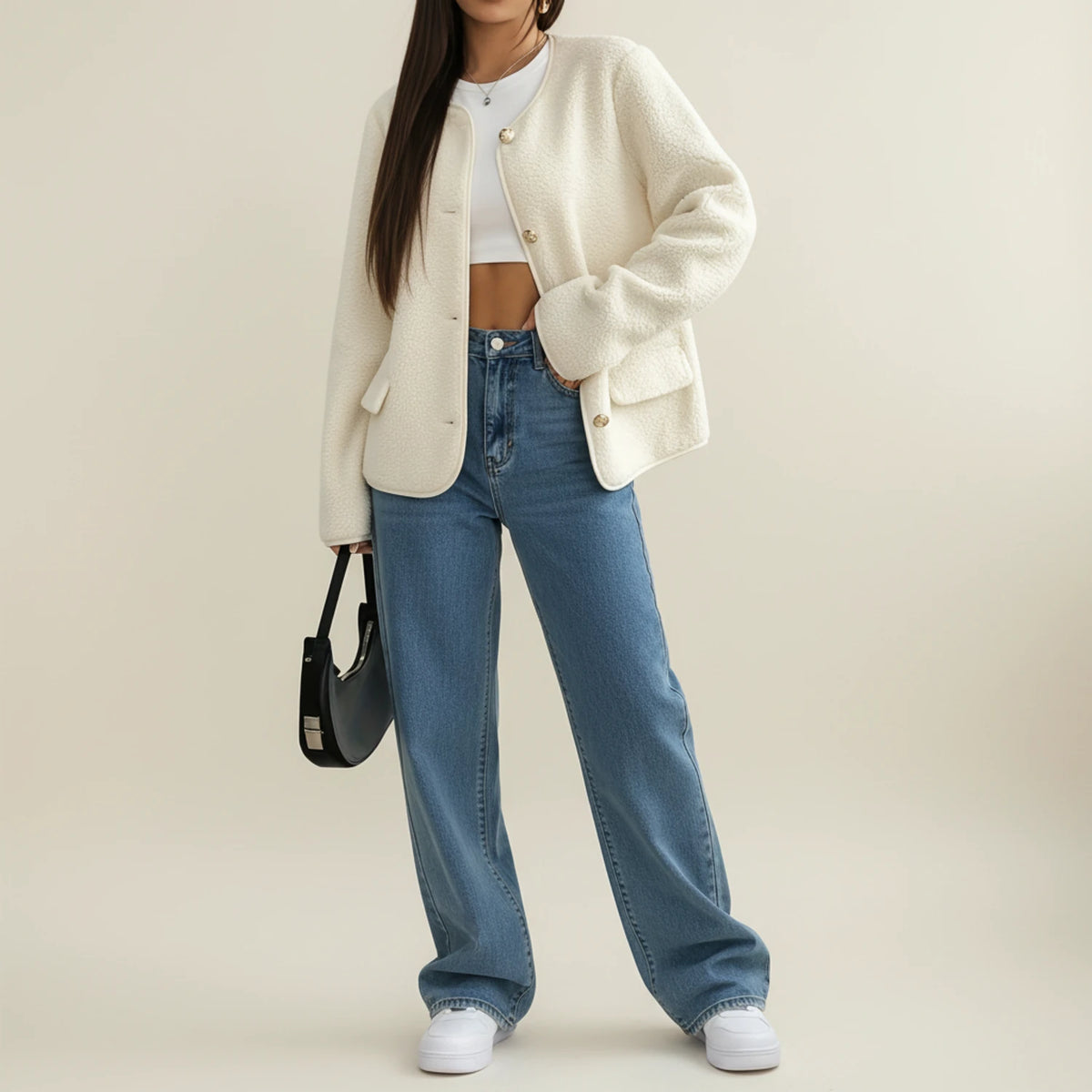 Women's Round Neck Cardigan Jacket