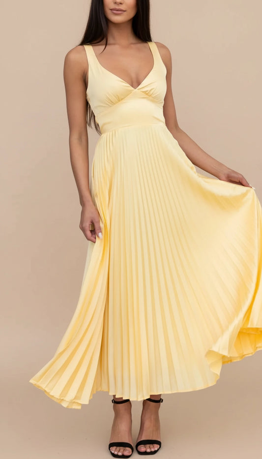 Elegant Pleated Wedding Guest Maxi Dress