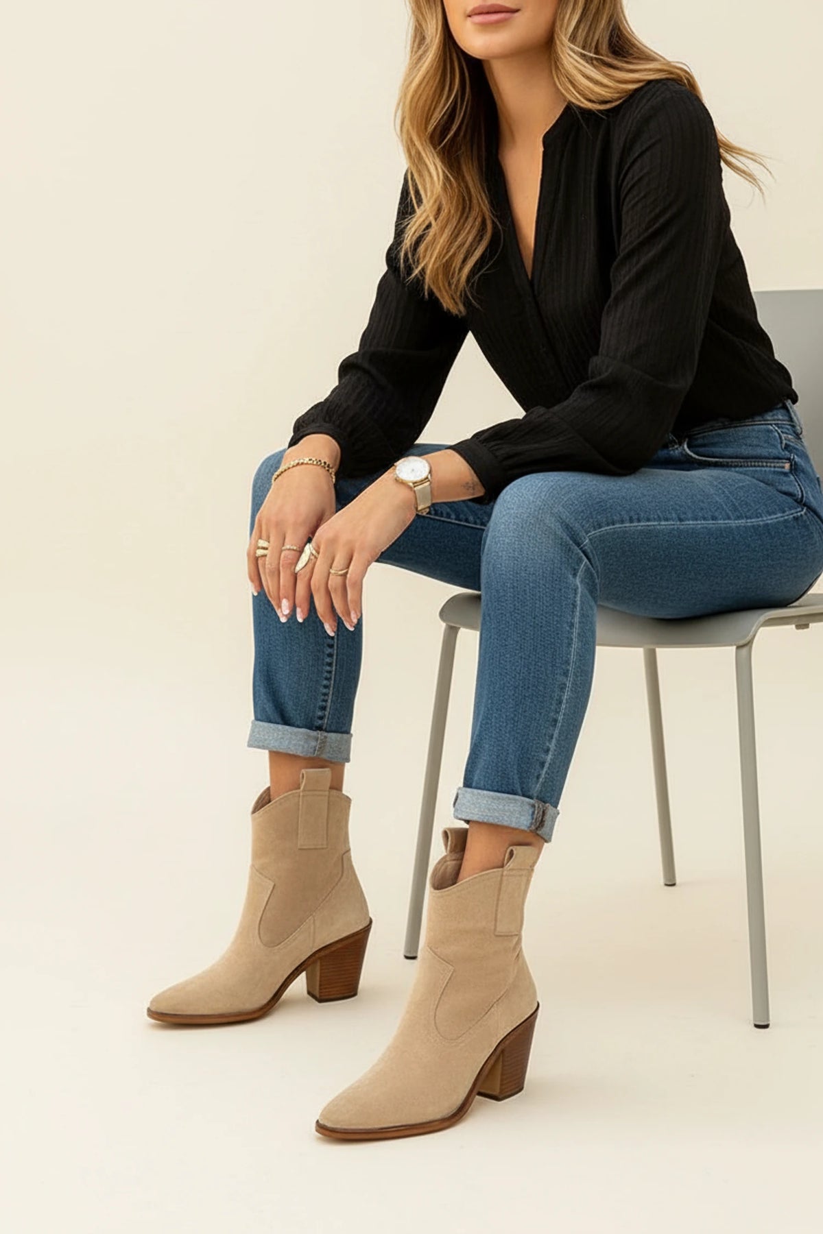 Women's Western Suede Style Ankle Boots