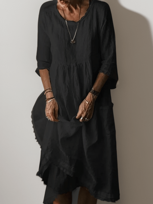 Image of Women's 3/4 Sleeve A-Line Midi Dress