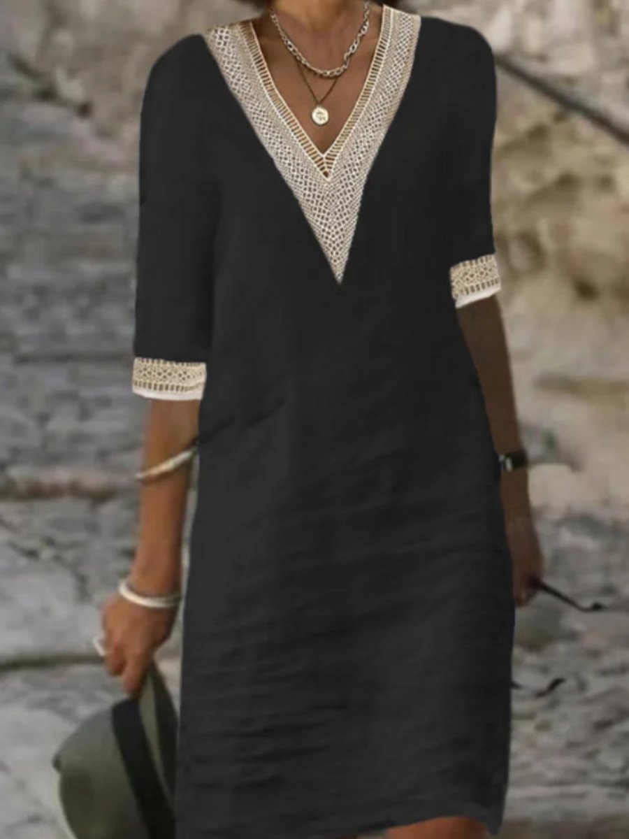 Image of Women's 3/4 Sleeve A-Line Midi Dress