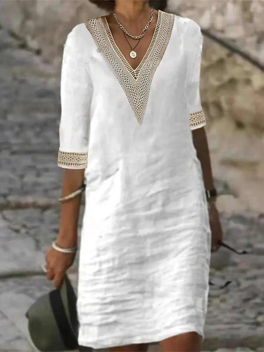 Image of Women's 3/4 Sleeve A-Line Midi Dress