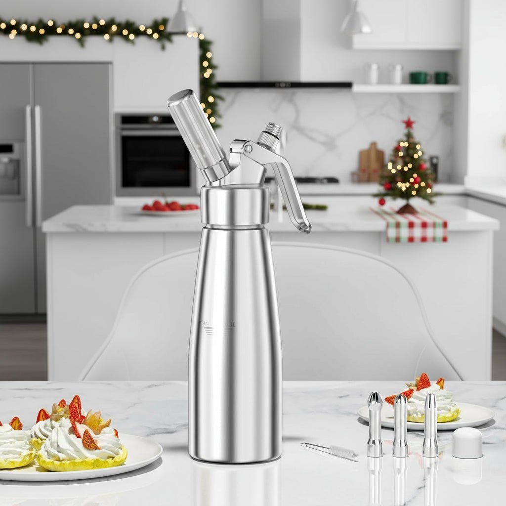 500ml Aluminum Whipped Cream Dispenser with Three Nozzles and Siphon Mechanism
