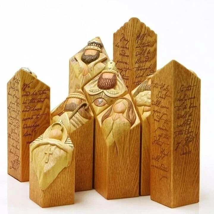 9-Piece Heavenly Nativity Pillar Statues Set