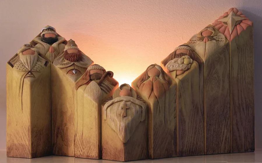 9-Piece Heavenly Nativity Pillar Statues Set