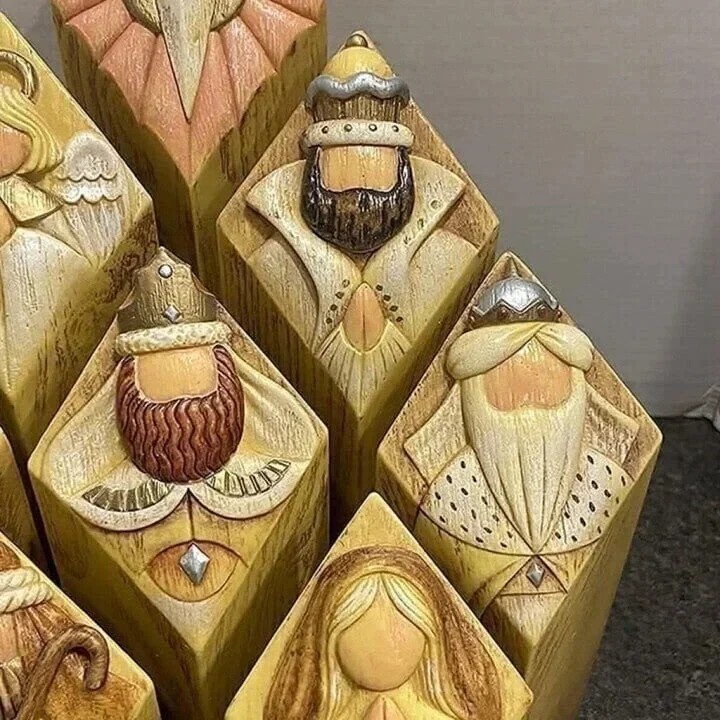 9-Piece Heavenly Nativity Pillar Statues Set