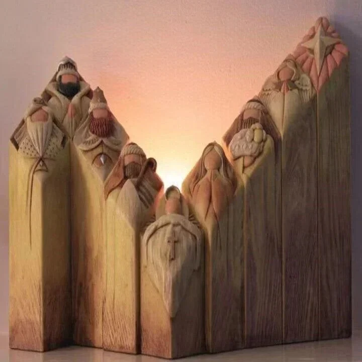 9-Piece Heavenly Nativity Pillar Statues Set