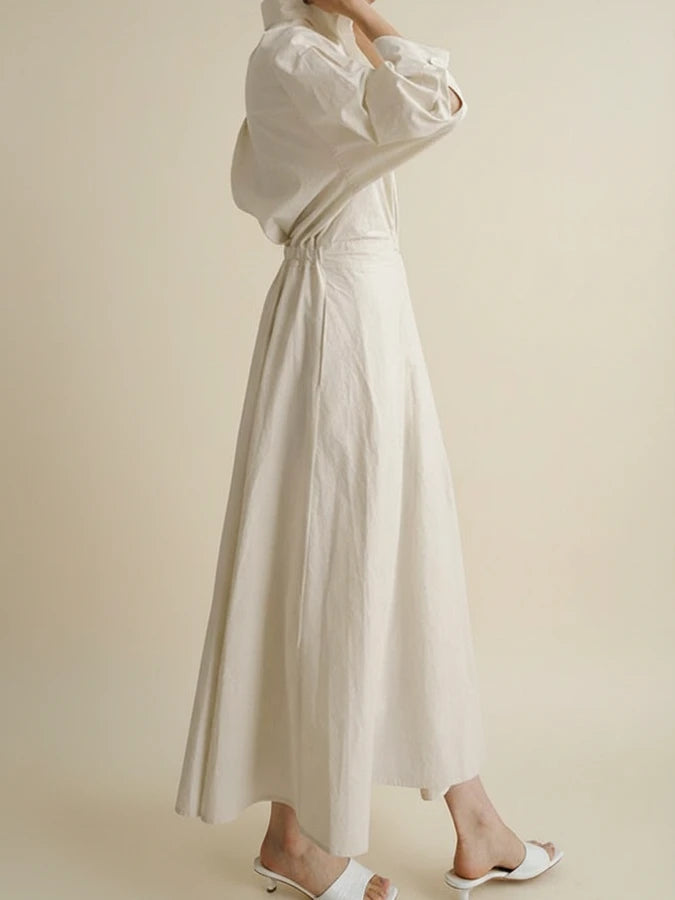 Elegant Linen Shirt Dress Midi A Line