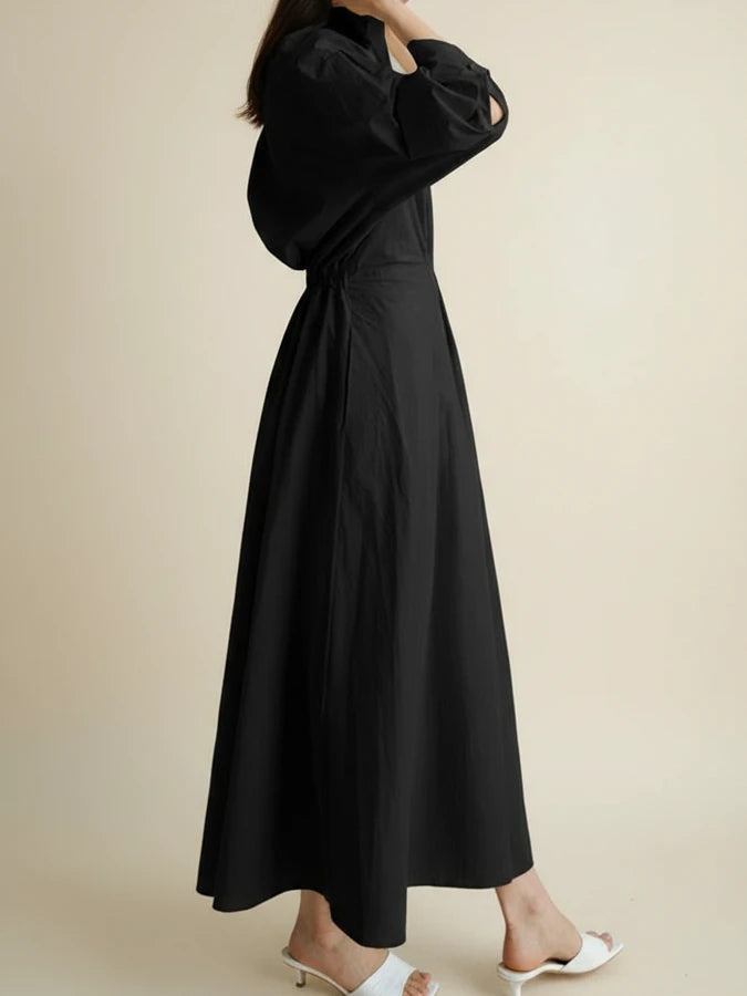 Elegant Linen Shirt Dress Midi A Line