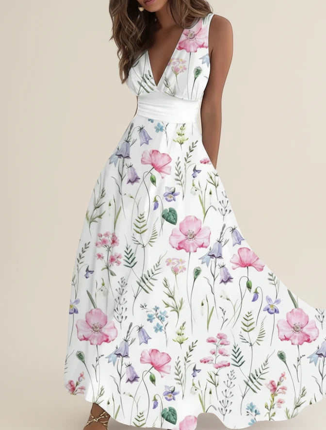 Elegant Floral A Line Maxi Dress