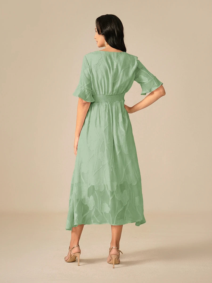 Elegant Floral A Line Midi Dress