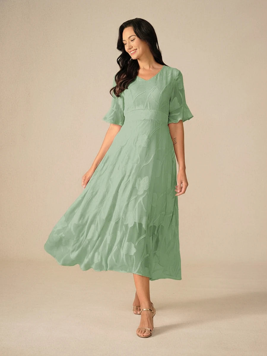 Elegant Floral A Line Midi Dress
