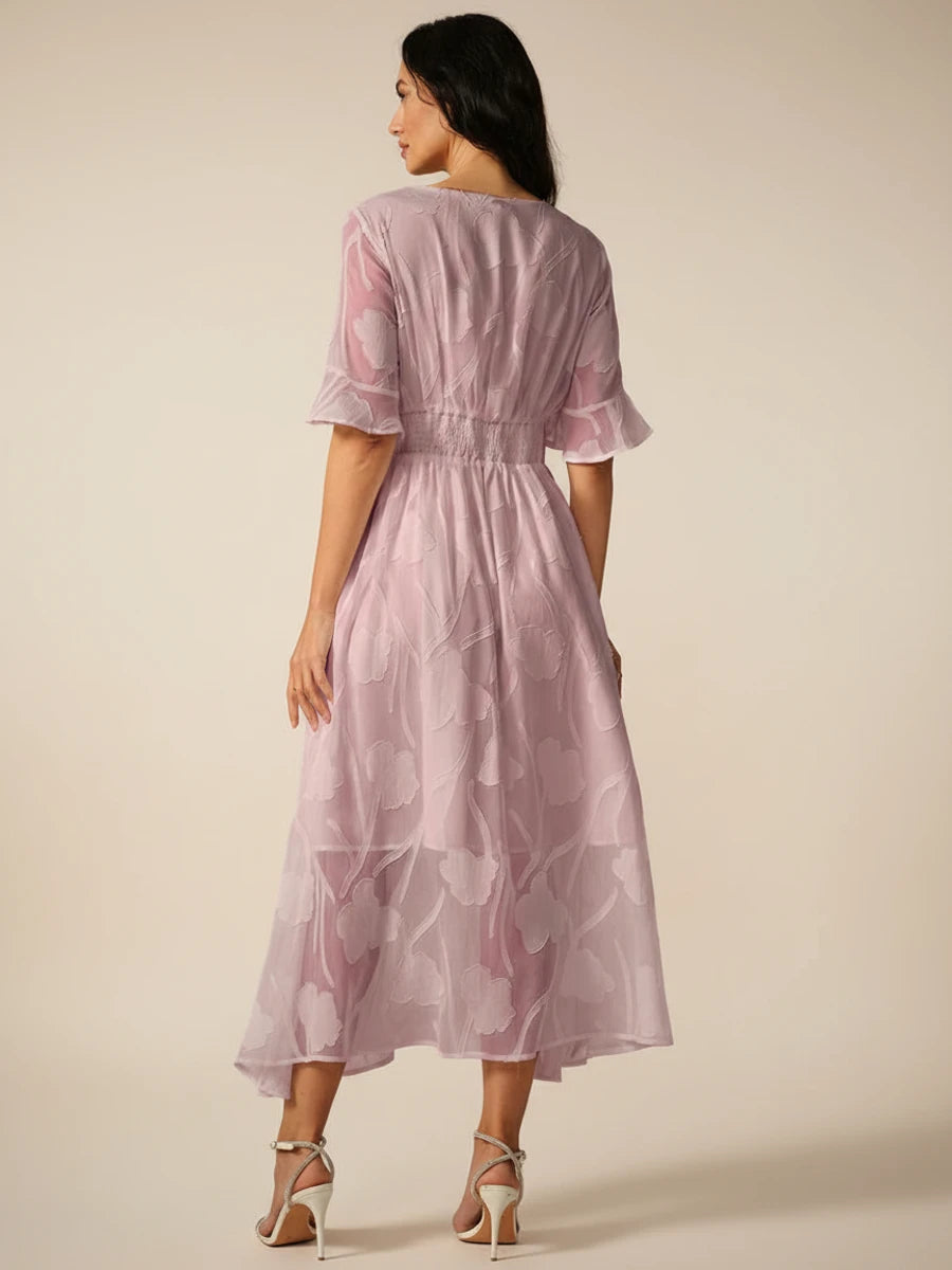 Elegant Floral A Line Midi Dress