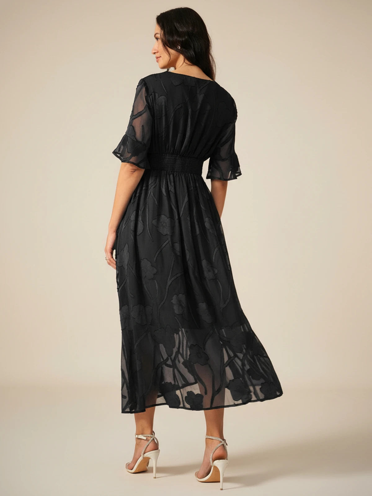 Elegant Floral A Line Midi Dress