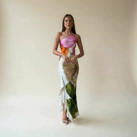 Elegant Floral One Shoulder Maxi Dress