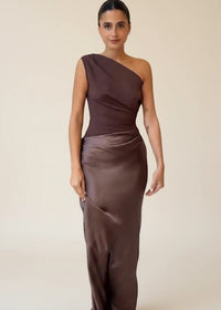 Elegant One Shoulder Satin Maxi Dress