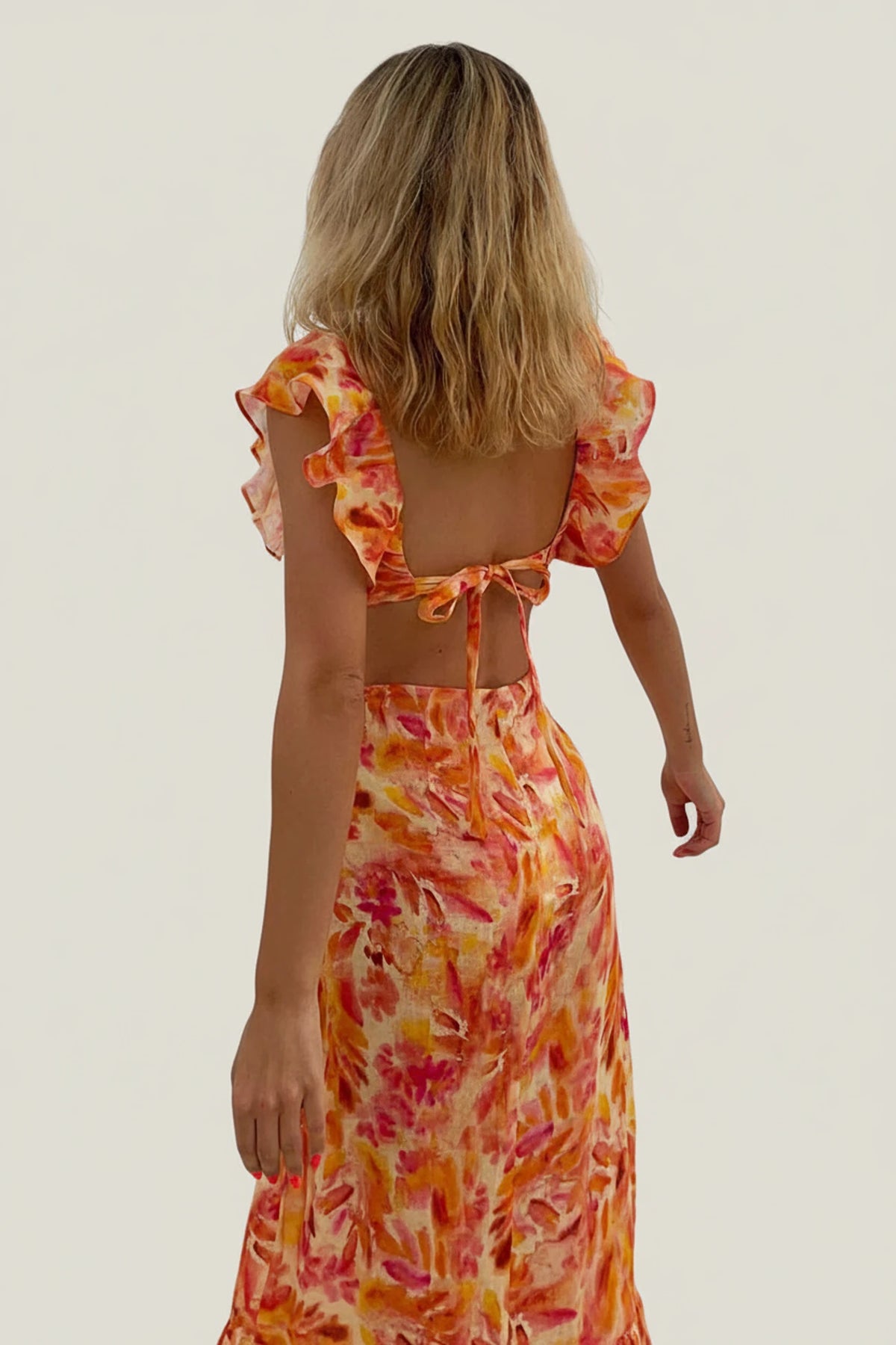 Elegant Floral Ruffle Maxi Dress