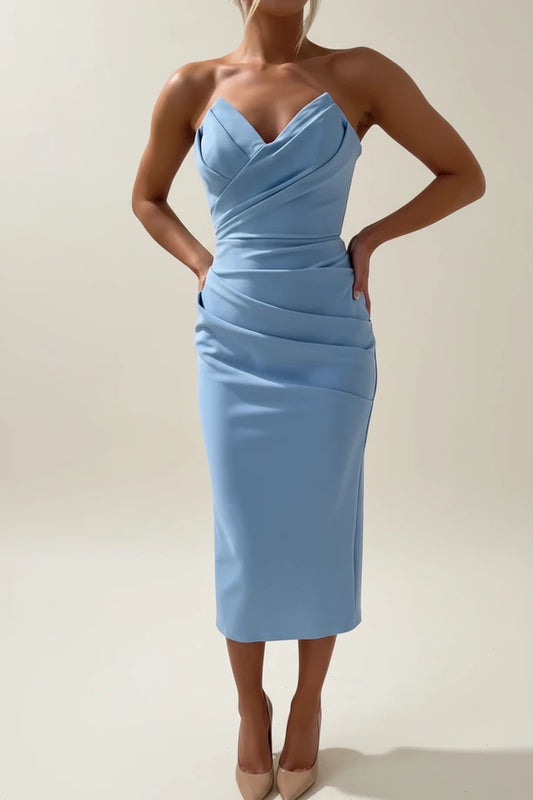 Elegant Bodycon Sweetheart Midi Dress