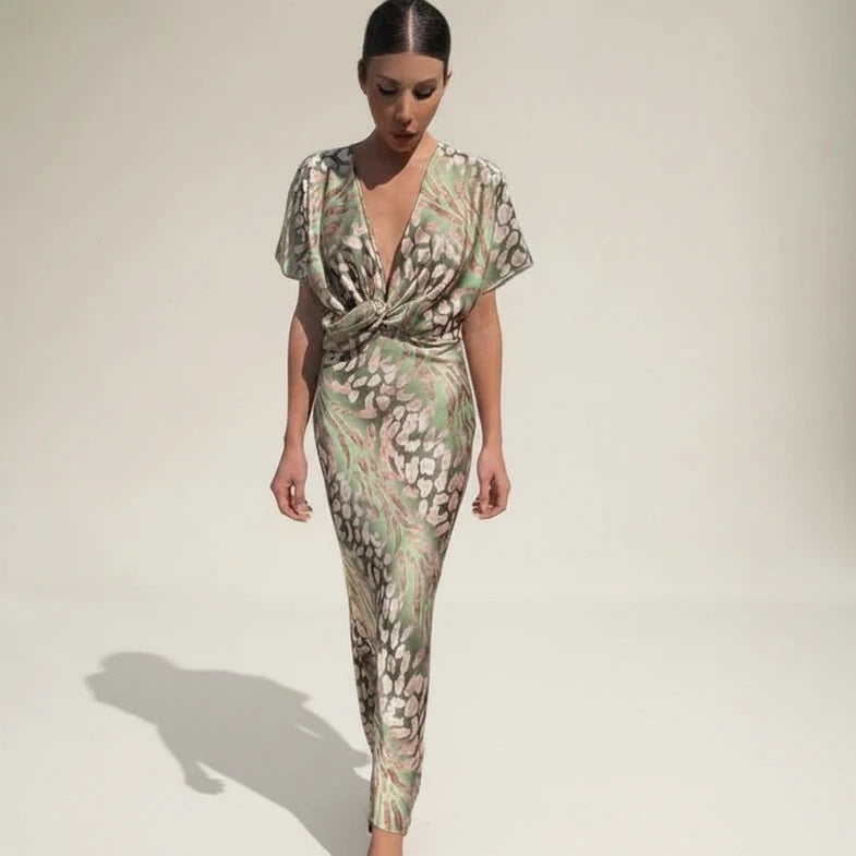 Women's Floral Wrap Midi Dress