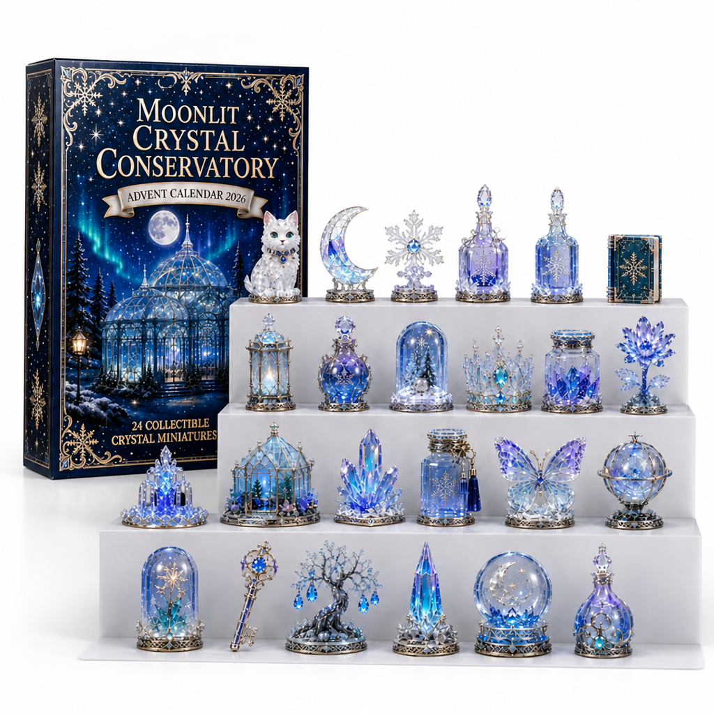 Advent Calendar with 24 Crystal-Style Decorative Miniatures
