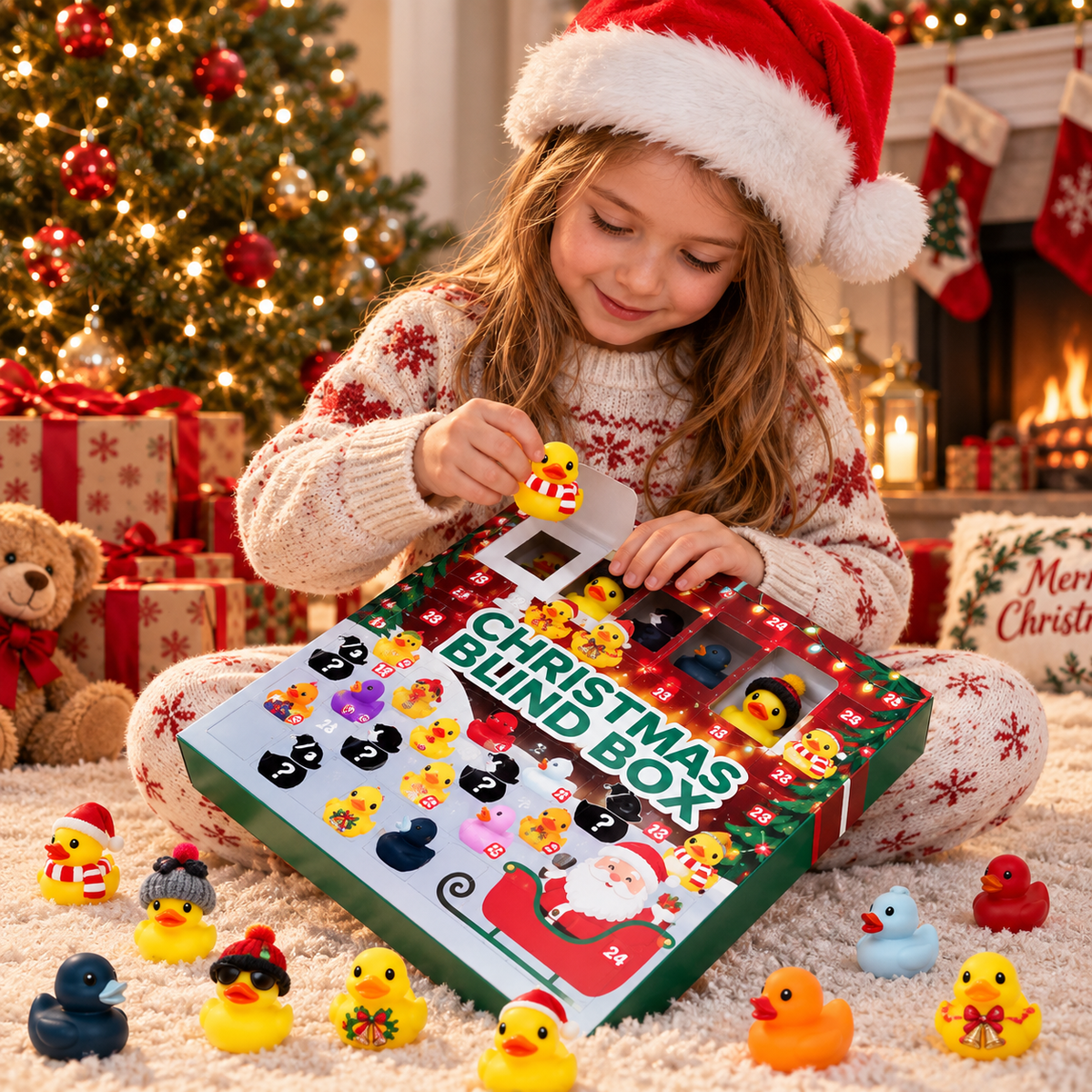Advent Calendar with 24 Rubber Animals - Christmas Countdown Seasonal Activity for Kids