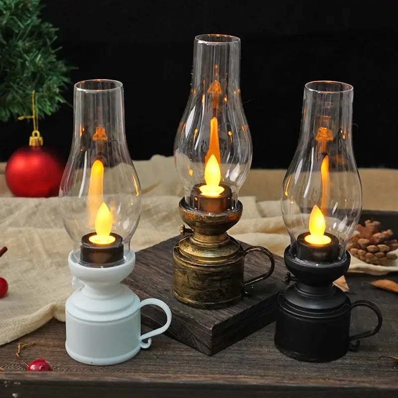 Antique-Style Wireless LED Lantern with Flickering Light and Decorative Glow