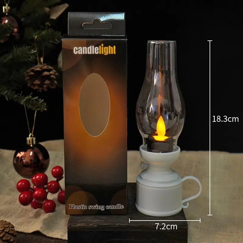 Antique-Style Wireless LED Lantern with Flickering Light and Decorative Glow