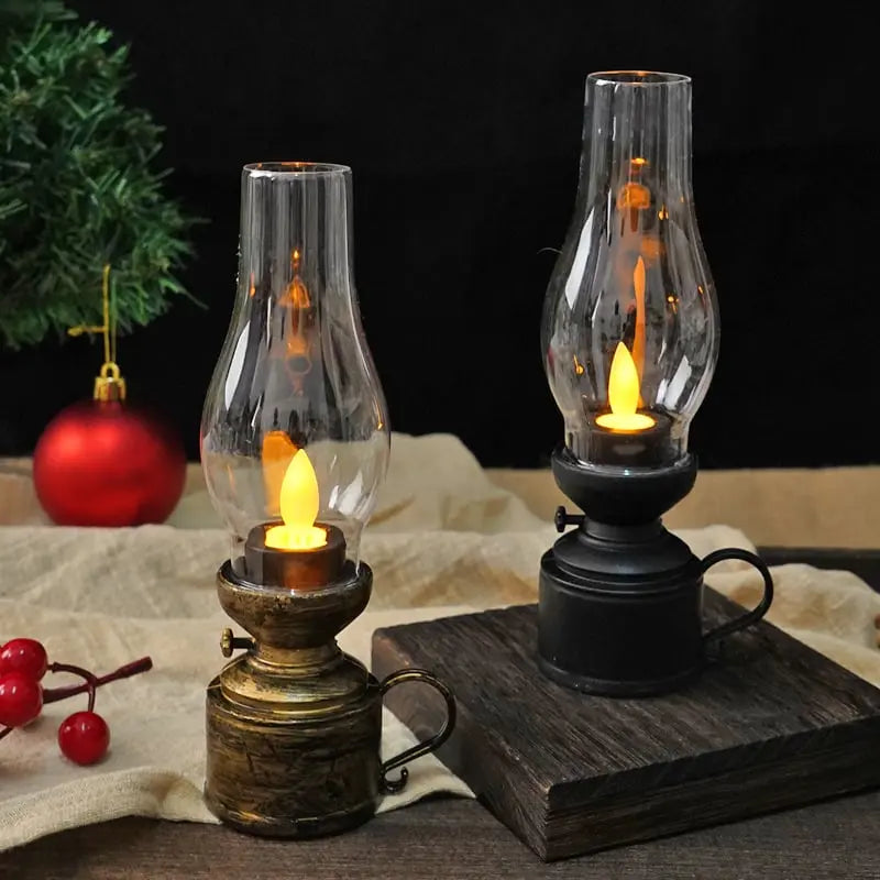 Antique-Style Wireless LED Lantern with Flickering Light and Decorative Glow