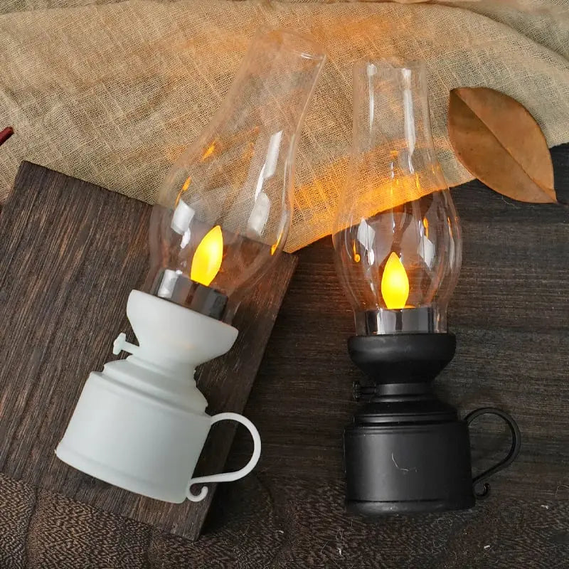 Antique-Style Wireless LED Lantern with Flickering Light and Decorative Glow
