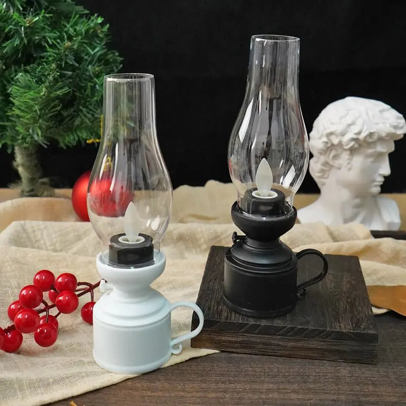Antique-Style Wireless LED Lantern with Flickering Light and Decorative Glow