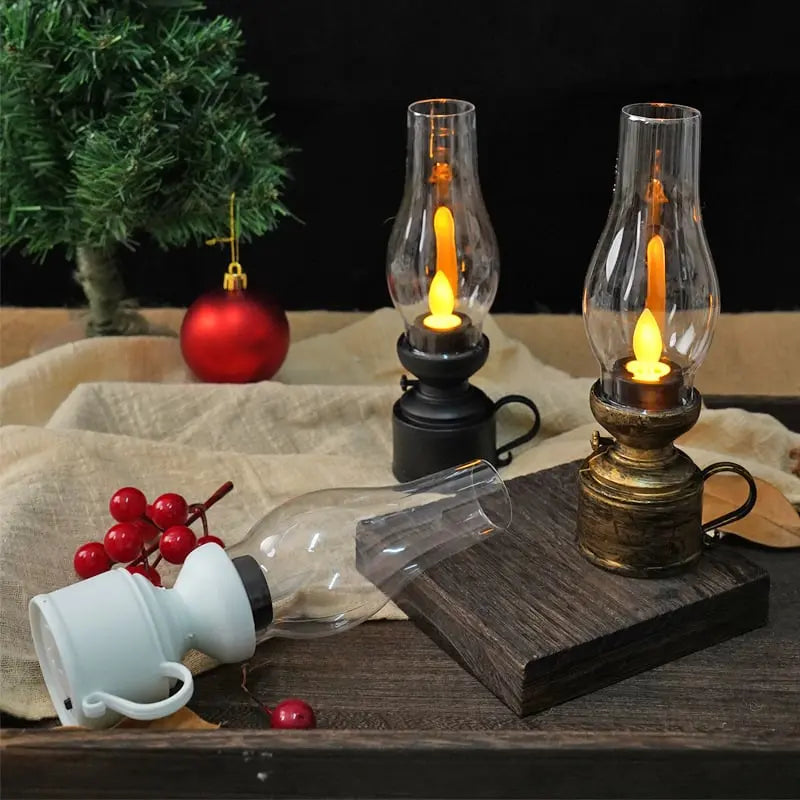 Antique-Style Wireless LED Lantern with Flickering Light and Decorative Glow