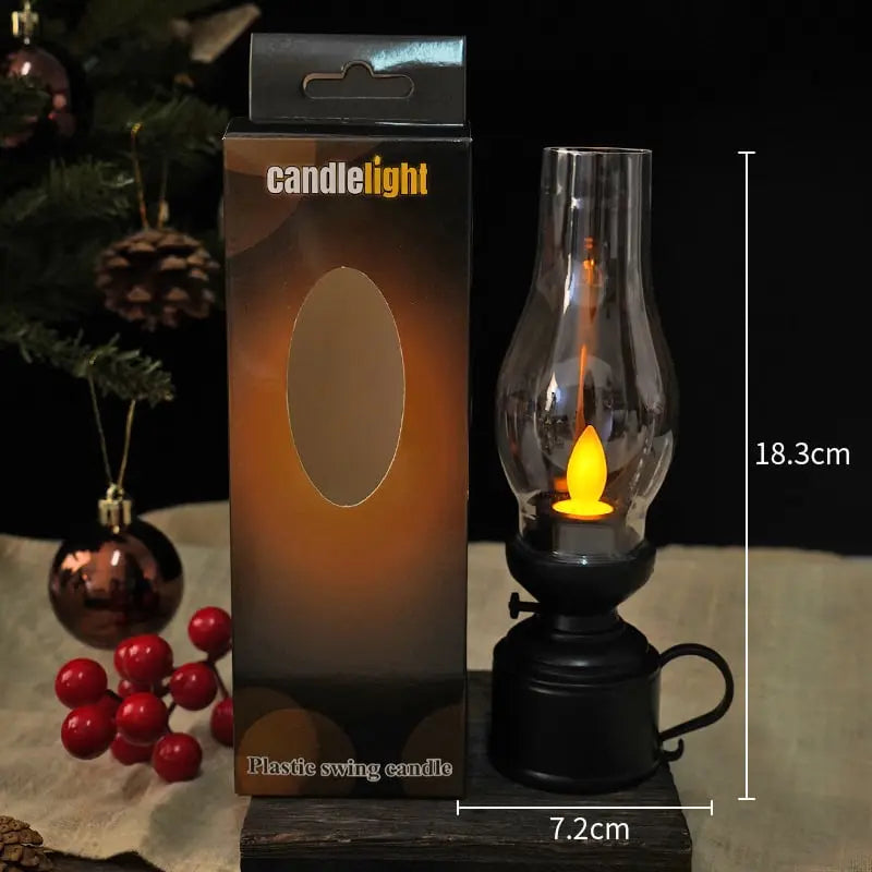 Antique-Style Wireless LED Lantern with Flickering Light and Decorative Glow