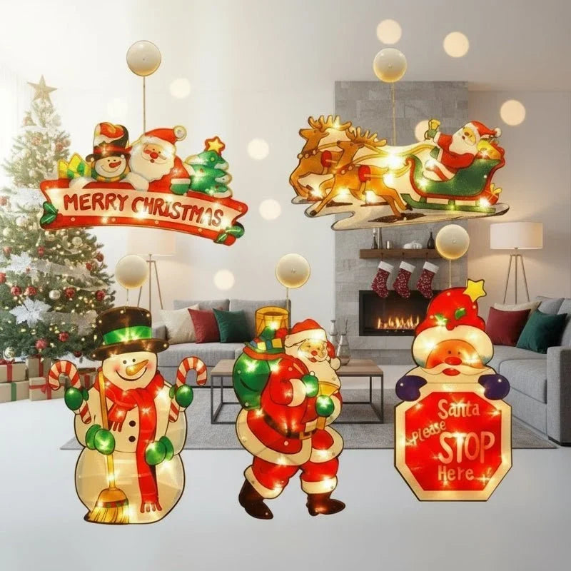 Battery-Operated LED Christmas Window Silhouette Lights