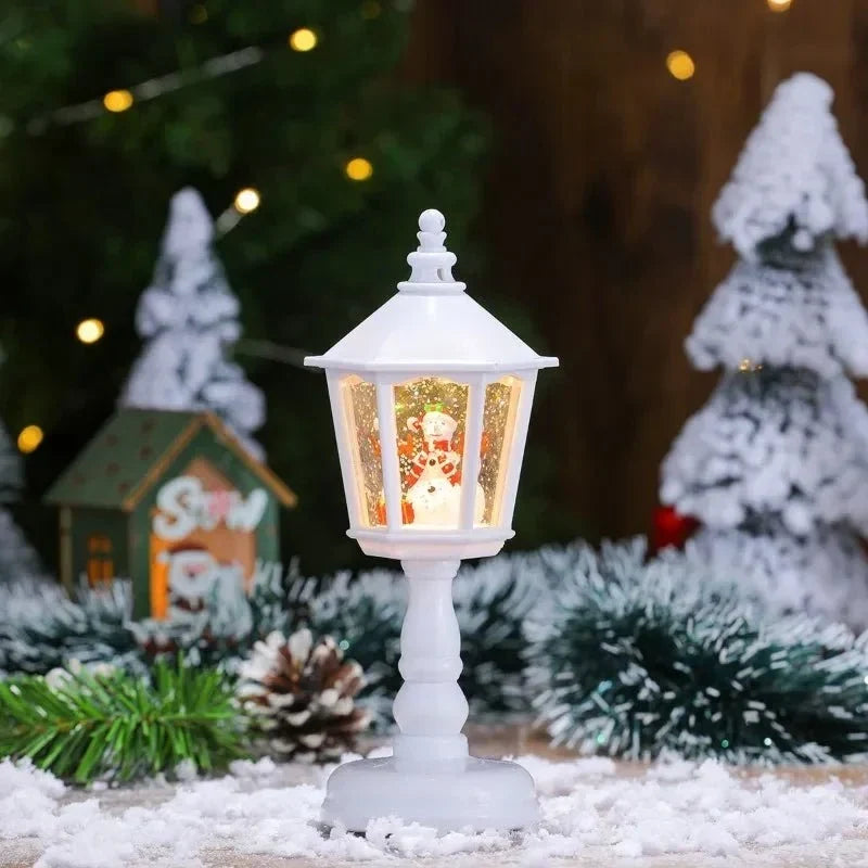 Battery-Operated Musical Snow Globe Lantern with LED Light and Swirling Glitter