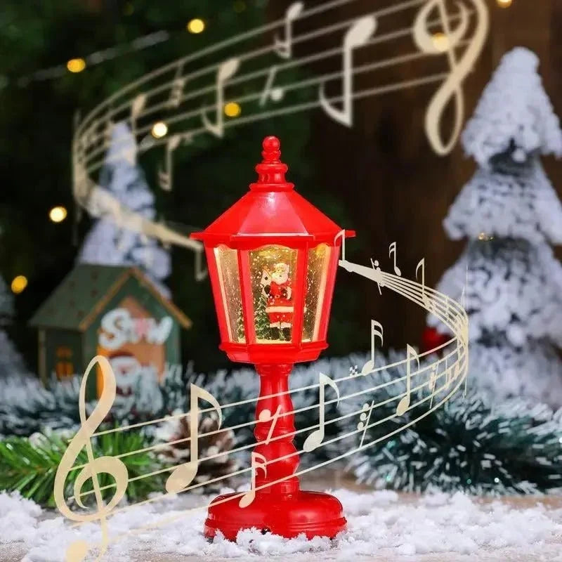 Battery-Operated Musical Snow Globe Lantern with LED Light and Swirling Glitter