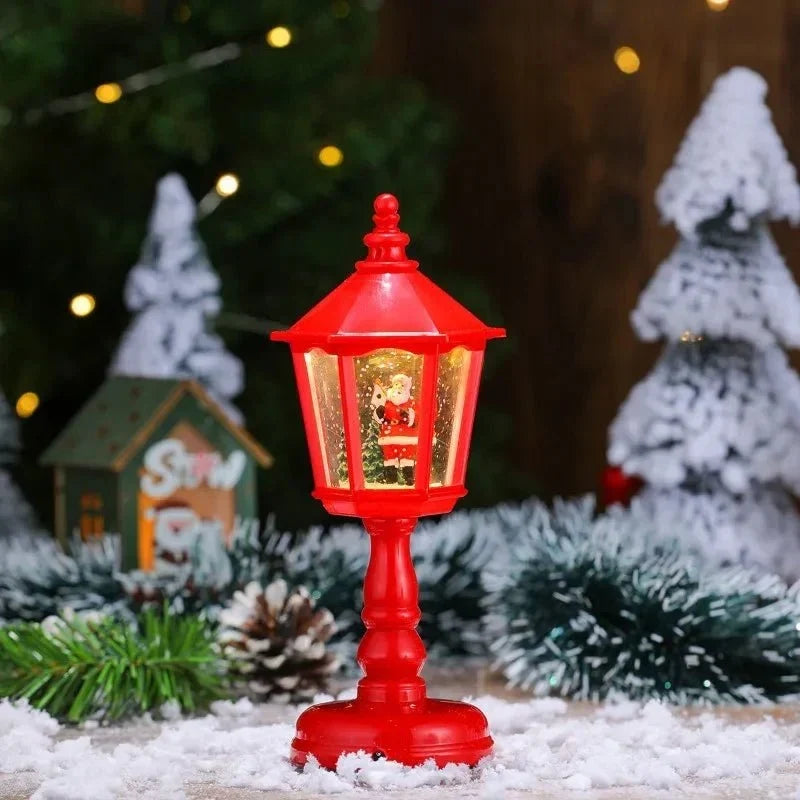 Battery-Operated Musical Snow Globe Lantern with LED Light and Swirling Glitter